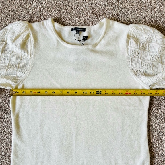 Adrianna Papell Ivory White Crew Neck Jersey Sweater Top with 3/4 Sleeve Sz M - Picture 7 of 11